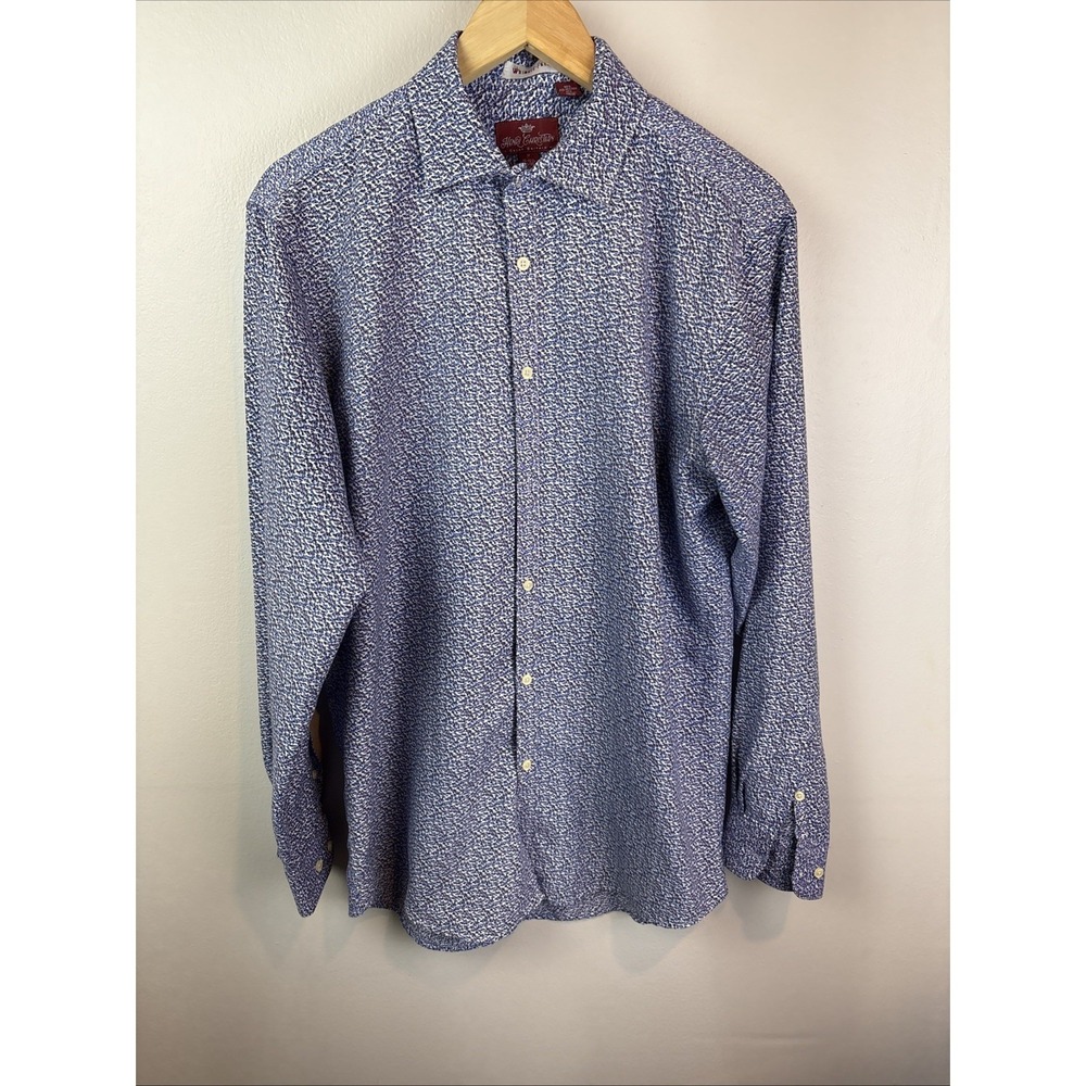 henri christian Long Sleeve Button Up Shirt Size M Floral AOP Wrinkle Free
